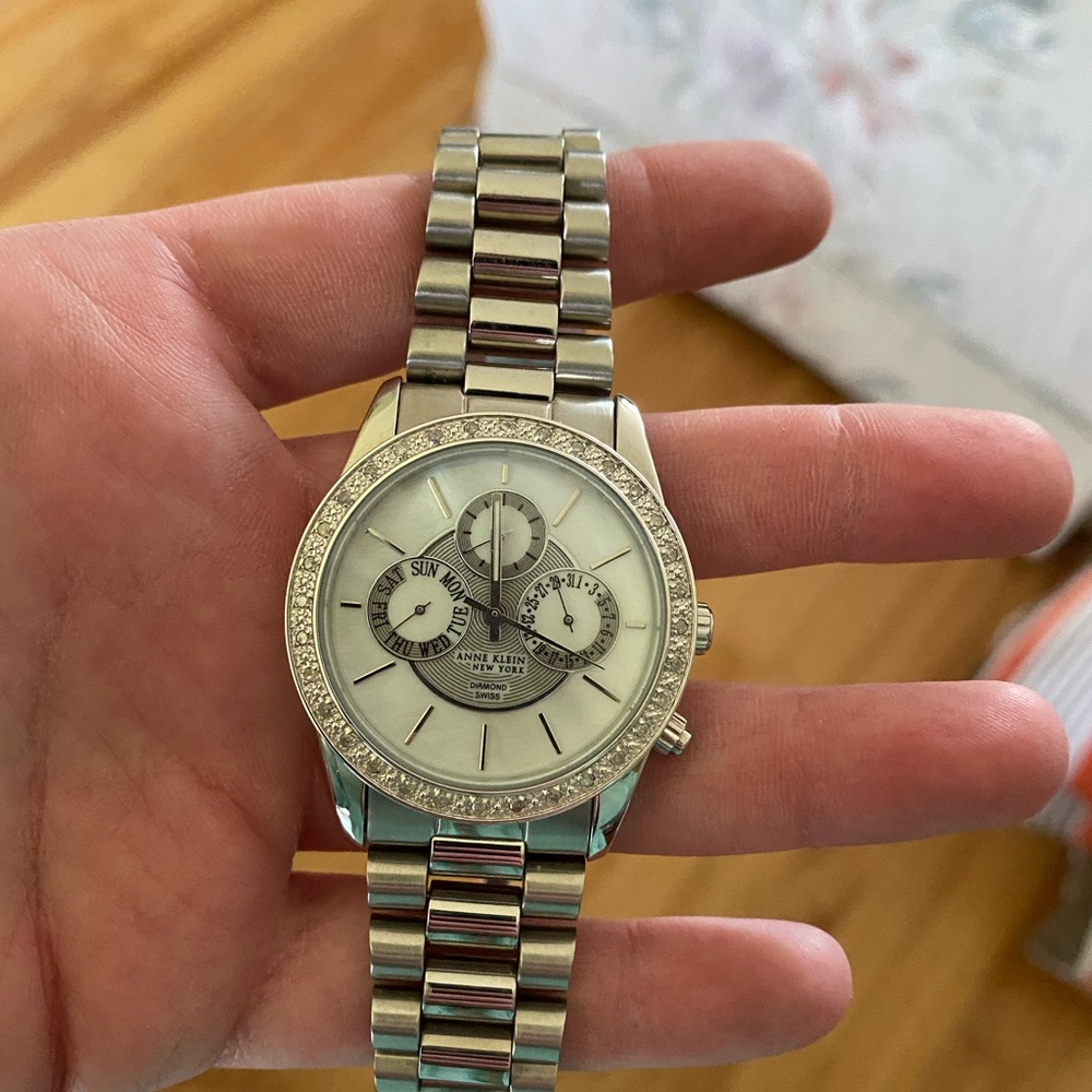 Anne Klein Diamond Swiss Stainless Steel Watch - Picture 4 of 4